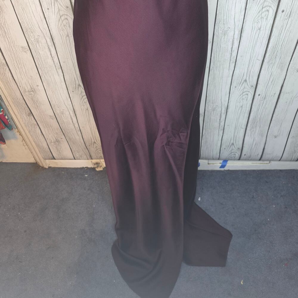 BHLDN Scottie One-Shoulder Satin Maxi Dress Dark Plum Purple Size 6 - Picture 4 of 11